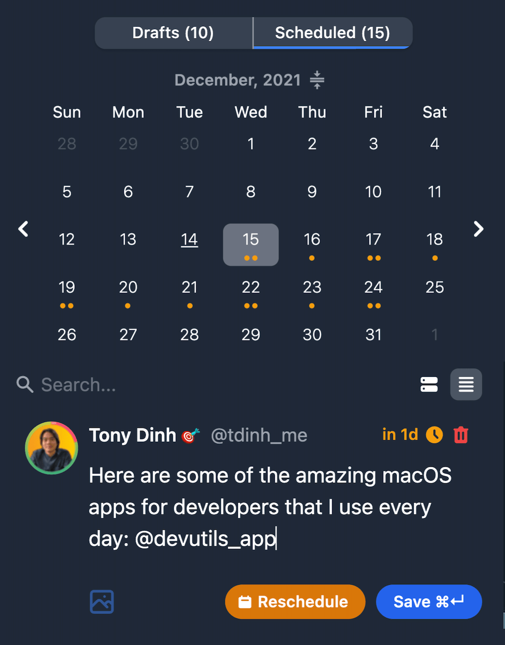 Scheduling tools demo image 1